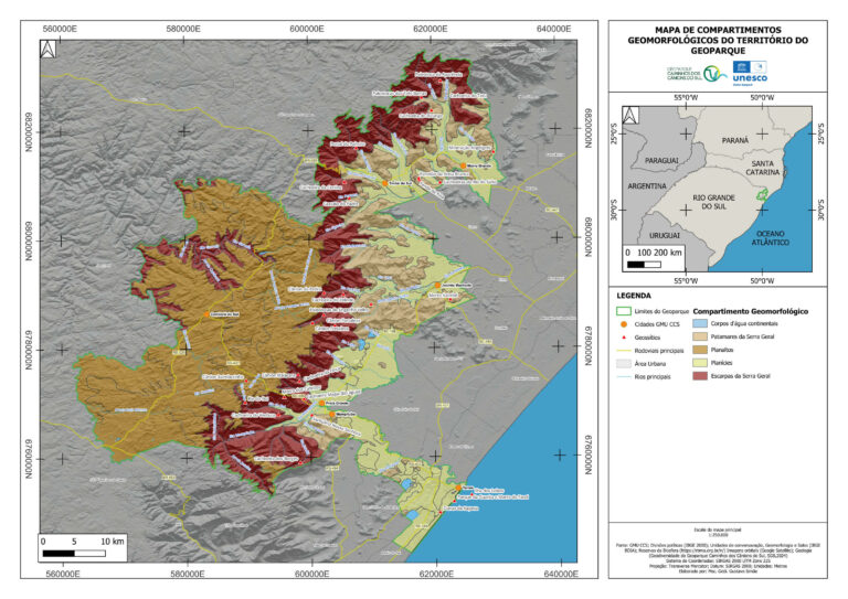 Mapa de compartimentos geomorfológicos do território do geoparque
